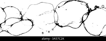 An abstract design featuring a series of interconnected black bubbles or blobs on a white background, creating a fluid and organic appearance. Stock Vector
