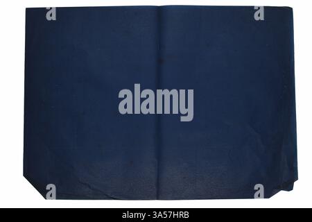 Graphic resources. Blue grunge and old folded tracing paper background with copy space Stock Photo