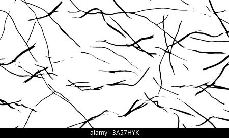 A seamless abstract pattern featuring thin, black, organic lines on a white background, resembling branches or veins. Stock Vector