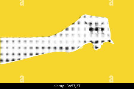 Stylized Fist Gesture on Yellow Background Stock Vector