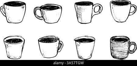 Hand-Drawn Coffee Cups Collection Stock Vector