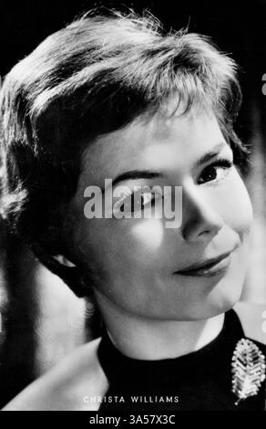 An antique postcard featuring German pop singer Christa Williams, published in Germany, circa 1950s. Christa Williams. EDITORIAL USE ONLY Stock Photo