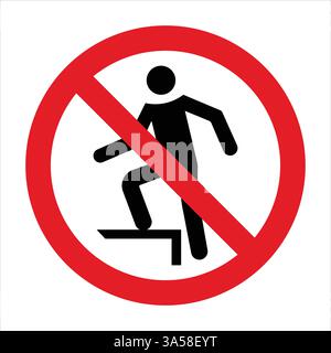 Red prohibition sign featuring a person stepping, indicating restricted access for safety purposes Stock Vector
