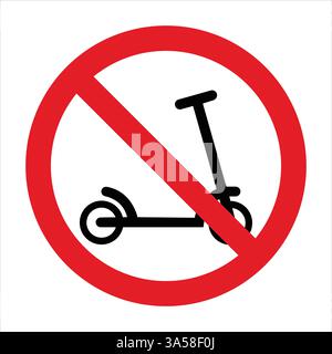 Red prohibition sign featuring an electric scooter, indicating restricted areas Stock Vector