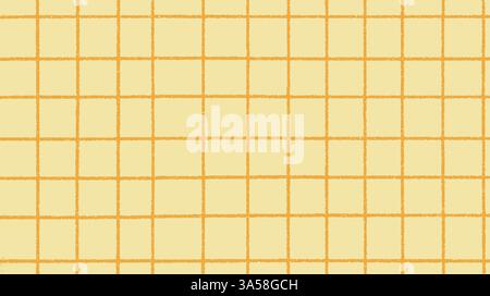 Yellow check paper texture with a vintage grid background. Seamless vector pattern featuring memo lines, abstract grain, and scratch details. Ideal Stock Vector