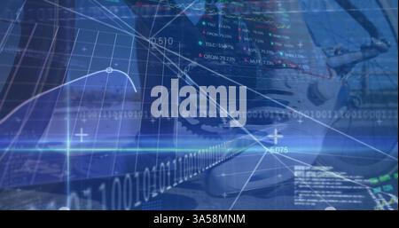 Futuristic technology interface with digital data and graphs showcasing innovation Stock Photo