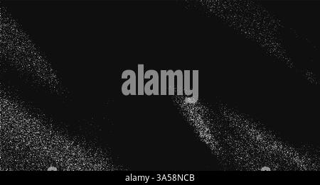Vector background illustration featuring a black and white overlay with grainy texture and dust patterns. Snow and rain splatter create a gritty Stock Vector