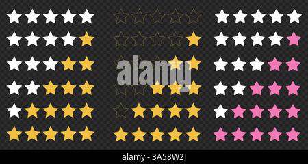 Star rating level bar for social reactions, review, and customer feedback. Vector slide meter for product satisfaction, survey, and goal tracking. Stock Vector