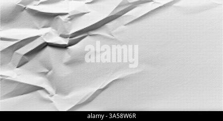 Halftone texture with crumpled paper. Retro Effect. Background with dots and noise. Vector collage banner Stock Vector