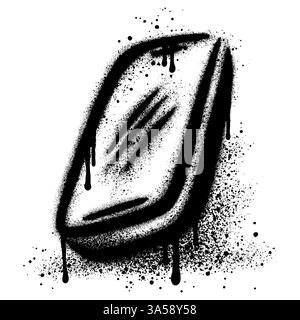 Spray Painted Graffiti Mobile phone Sprayed Isolated on white Background. Stock Vector
