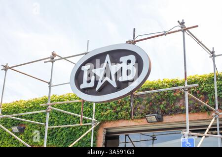 Costa Mesa, California, United States - 07-30-2019: A view of an entrance sign for The Lab Anti Mall. Stock Photo