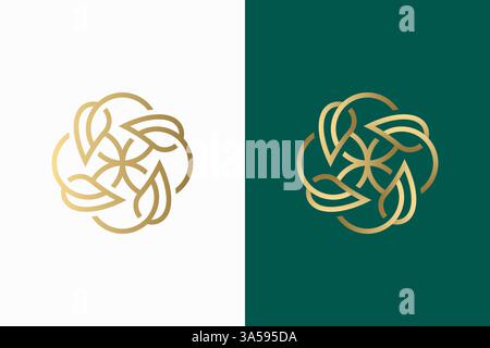 Leaf Balance Rotate Logo Nature Ornament Gold and Luxury Business Sign Symbol Stock Vector