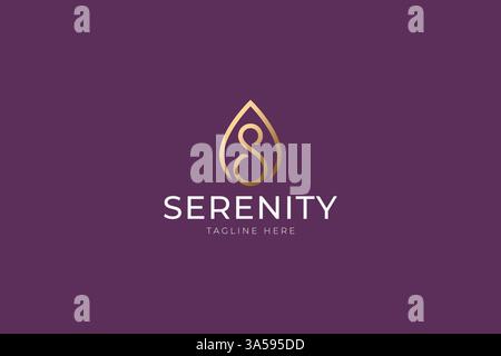 Serenity Logo with Abstract Shape Water Drop and Letter S for Wellness and Spa Brands Stock Vector