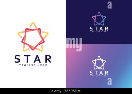 Abstract Star Logo Shape Created by Overlapping Line Simply Minimalist Modern Concept Stock Vector