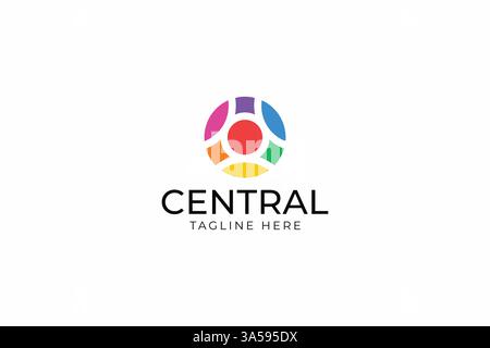 Central Logo Abstract Circle Shape Colorful Business Company Internet Connection Modern Technology Stock Vector