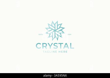 Crystal Abstract Sign Logo Icon Simply Concept Ice Blue Color Luxury Stock Vector