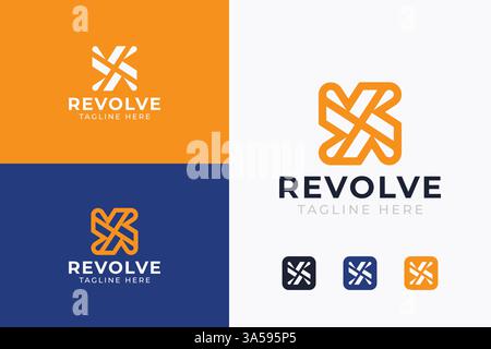 Letter R Abstract Linear Bold Logo with Revolve Concept Branding Stock Vector