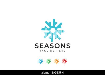 Abstract Icon 4 Seasons Logo for Universal Unity Global Sign Symbol Concept Stock Vector