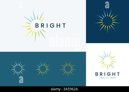 Bright Light Logo Sun Solar Energy Abstract Symbol Modern Business Startup Stock Vector