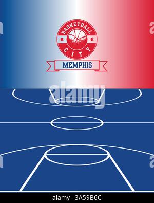 City of Memphis Stamp, Basketball Court, Vector Illustration Abstract Editable image, Social Media Post Stock Vector