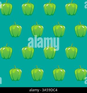 Green bell pepper stock vector seamless pattern on green background for wallpaper, pattern, web, blog, surface, textures, graphic & printing Stock Vector
