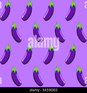 Eggplant stock vector seamless pattern on purple background wallpaper, pattern, web, blog, surface, textures, graphic & printing Stock Vector