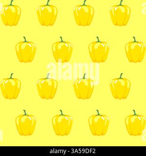 Yellow bell pepper stock vector seamless pattern on yellow background for wallpaper, pattern, web, blog, surface, textures, graphic & printing Stock Vector