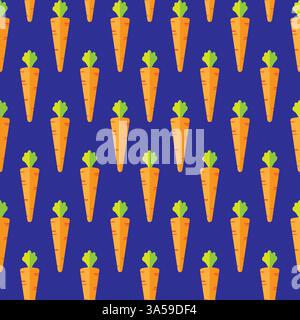 Carrot stock vector seamless pattern on blue background for wallpaper, pattern, web, blog, surface, textures, graphic & printing Stock Vector