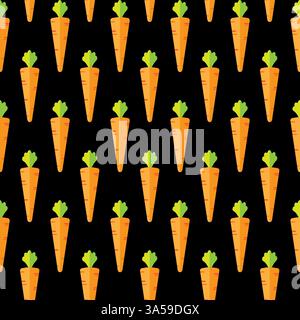 Carrot stock vector seamless pattern on black background for wallpaper, pattern, web, blog, surface, textures, graphic & printing Stock Vector