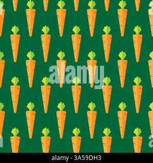 Carrot stock vector seamless pattern on green background for wallpaper, pattern, web, blog, surface, textures, graphic & printing Stock Vector