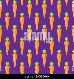 Carrot stock vector seamless pattern on purple background for wallpaper, pattern, web, blog, surface, textures, graphic & printing Stock Vector