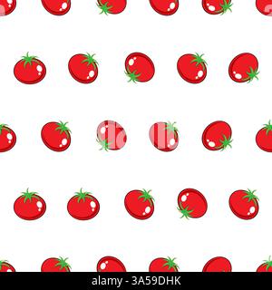 Red tomato stock vector seamless pattern on white background for wallpaper, pattern, web, blog, surface, texture, graphic & printing. Stock Vector