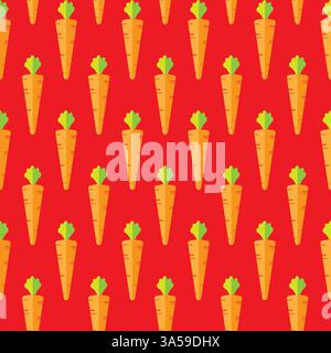 Carrot stock vector seamless pattern on red background for wallpaper, pattern, web, blog, surface, textures, graphic & printing Stock Vector