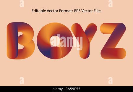 Text Style in Vector Wow text soft rounded bold gradient background Stock Vector