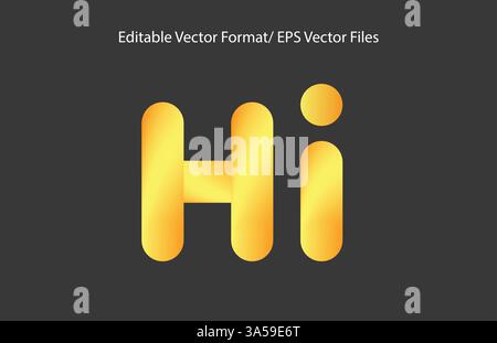 Text Style in Vector Hi text soft rounded bold gradient background Stock Vector
