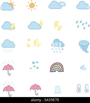 sunny clear weather icon doodle illustration Stock Vector Image & Art ...