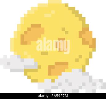 The moon with clouds for Halloween. Pixel 8bit style Stock Vector