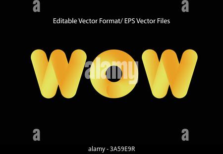 Text Style in Vector Wow text soft rounded bold gradient background Stock Vector