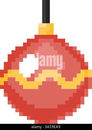 Christmas Ornament, pixel in 8 bit style. Stock Vector