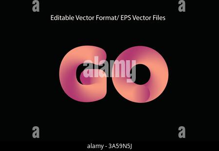 Go Text Style in Vector chill text soft rounded bold gradient background Stock Vector