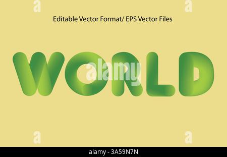 World Text Style in Vector chill text soft rounded bold gradient background Stock Vector