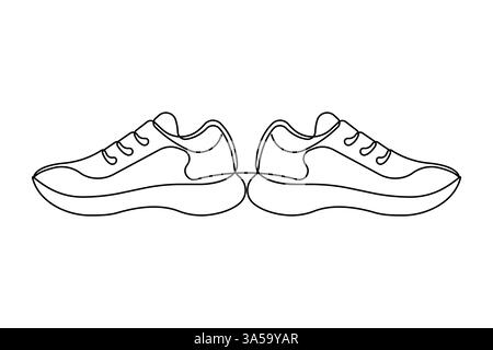 Sneakers shoes continuous one line art drawing of casual shoe design vector illustration Stock Vector