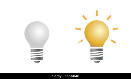 Energy-saving light bulbs on and off. Element for the design of electrical components. 3D style, vector illustration. Stock Vector
