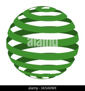 Abstract green spiral sphere, representing modern technology and global connectivity Stock Vector
