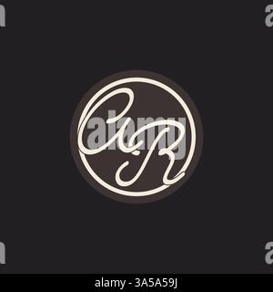 Initial letter AR monogram logo with simple and creative cirle line design ideas vector graphic Stock Vector