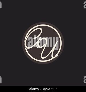 Initial letter AU monogram logo with simple and creative cirle line design ideas vector graphic Stock Vector