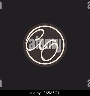 Initial letter AO monogram logo with simple and creative cirle line design ideas vector graphic Stock Vector