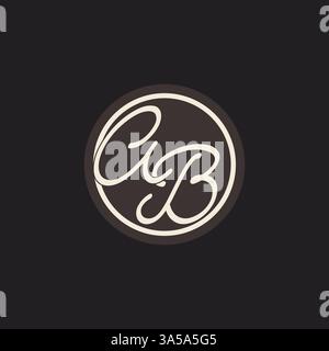 Initial letter AB monogram logo with simple and creative cirle line design ideas vector graphic Stock Vector