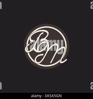 Initial letter BM monogram logo with simple and creative cirle line design ideas vector graphic Stock Vector