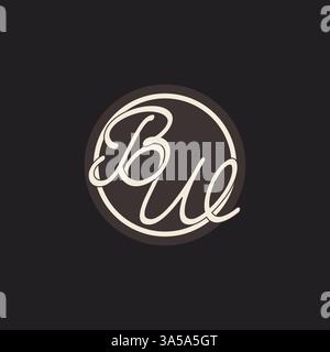 Initial letter BW monogram logo with simple and creative cirle line design ideas vector graphic Stock Vector